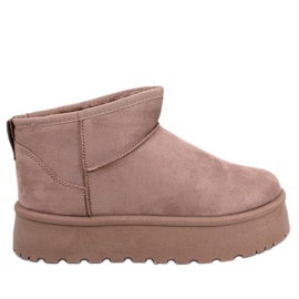 Solnis Khaki platform rövid hócsizma bézs