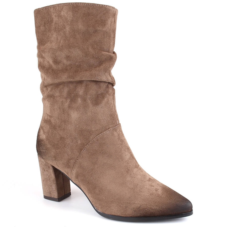 Női rövid, ráncos, hőszigetelt csizma, barna, Vinceza 58146