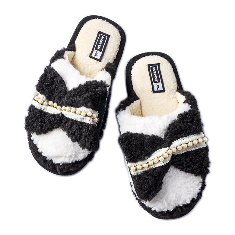 Fekete-fehér papucs masnival Fekete-fehér papucs masnival