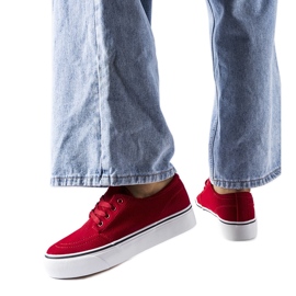 Red Abboud öko-velúr tornacipő piros