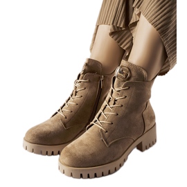 Bézs színű szigetelt Noha öko-velúr csizma