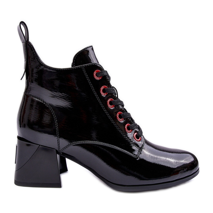 Alacsony patent fűzős bokacsizma S.Barski MR870-66 Fekete