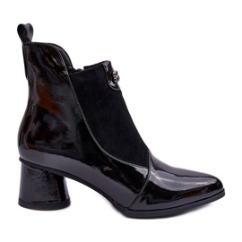 Bőr magassarkú csizma S.Barski MR870-96 Fekete