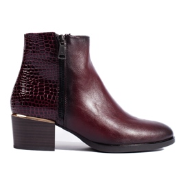 Vinceza bordó magas sarkú bokacsizma piros