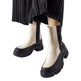 Faisal bézs és fekete felbújós bokacsizma