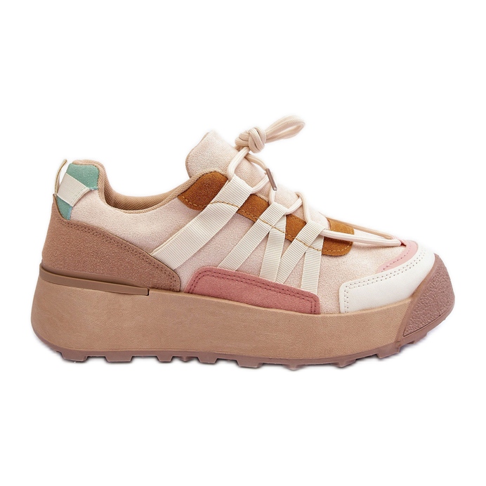 PS1 Női velúr sportcipők a bézs színű Rohan platformon