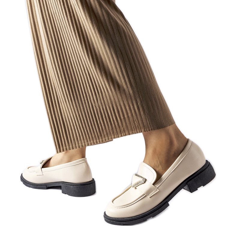 Marsilius strasszokkal díszített bézs mokaszinok Marsilius strasszokkal díszített bézs mokaszinok