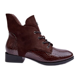 Vinceza Barna bőr bokacsizma állatmintás lapos sarkú Tianeta Vinceza Barna bőr bokacsizma állatmintás lapos sarkú Tianeta