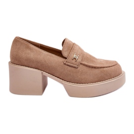 Női velúr magas sarkú cipő, bézs Afnira