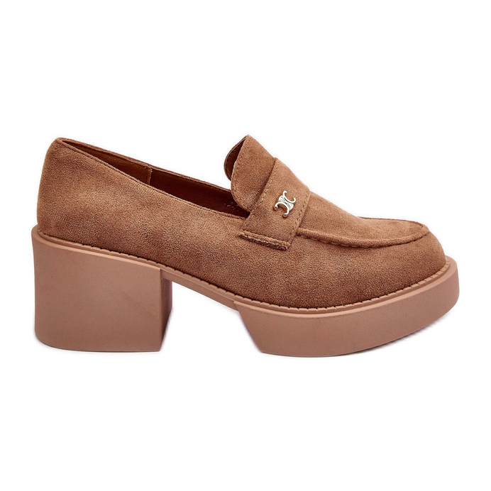 PS1 Női velúr magas sarkú cipő, sötét bézs, Afnira