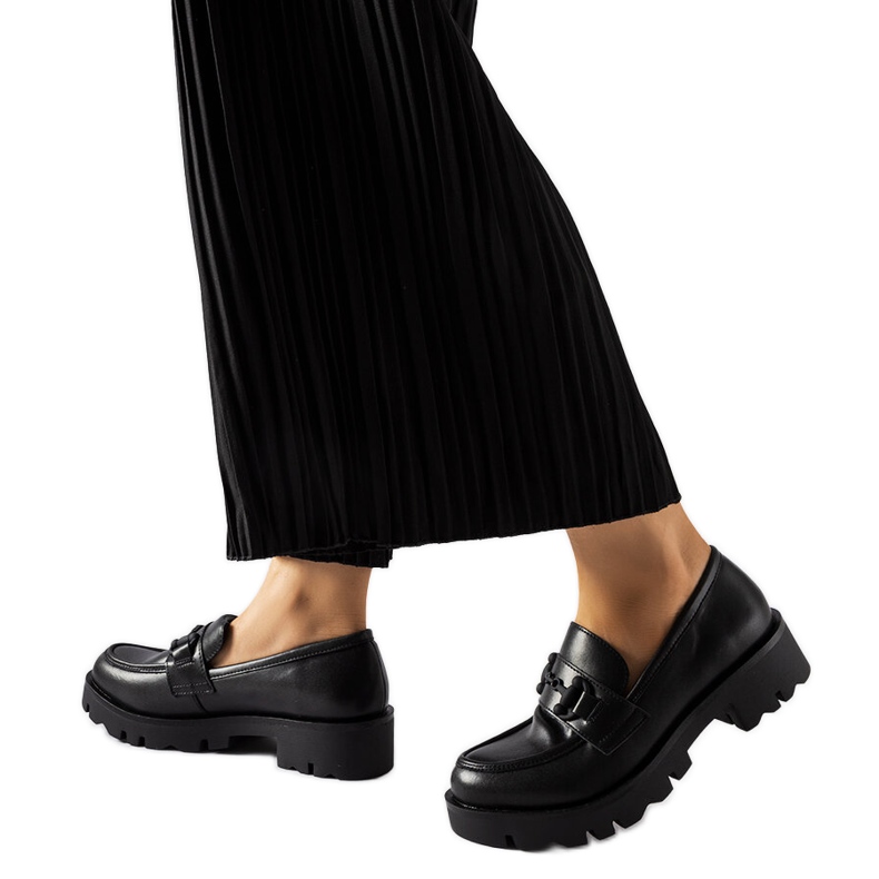 Inna Fekete Fauna cipő bőr talpbetéttel