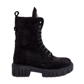 Velúr munkás bokacsizma ékszer díszítéssel, fekete Marx