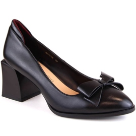 D&amp;A S.Barski Premium Collection W OLI229A fekete magas sarkú cipő masnival