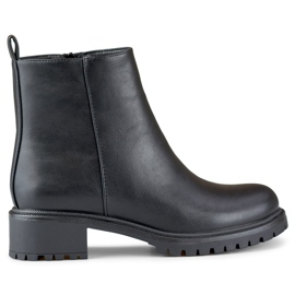 Klasszikus fekete női bokacsizma ökobőrből