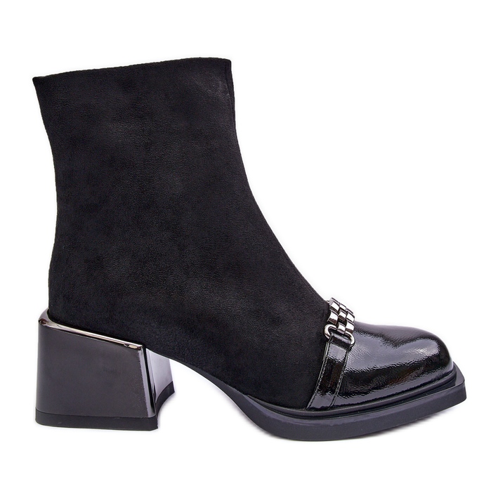 Velúr csizma masszív blokkon S.Barski MR870-70 fekete