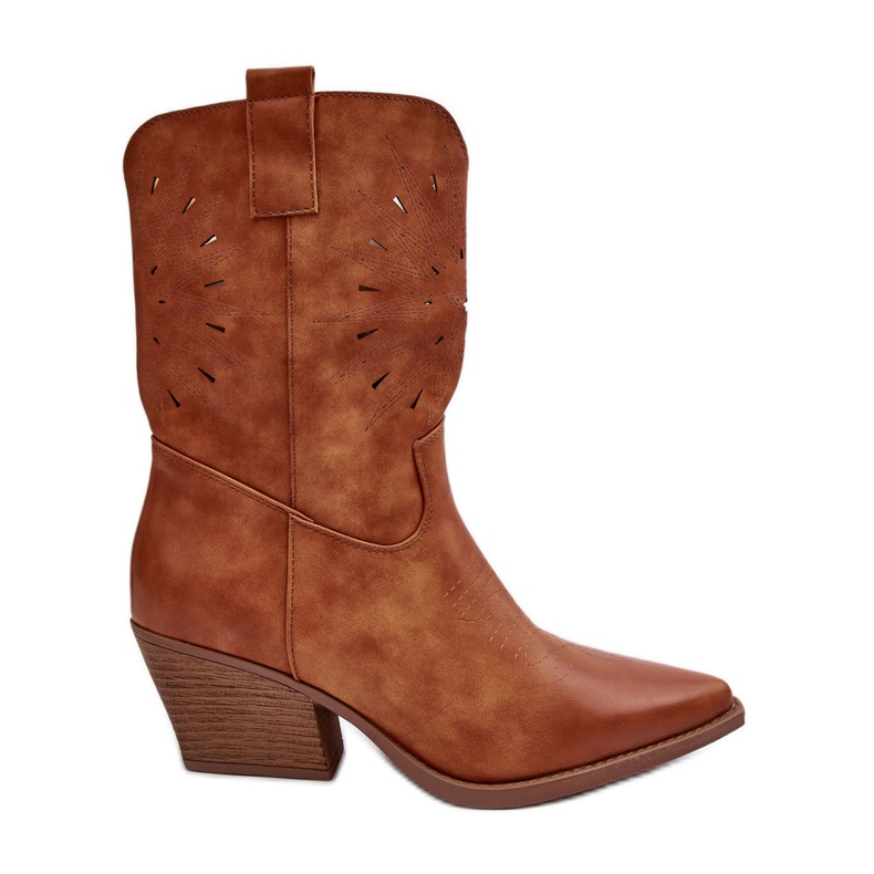 PH2 Camel Ursuline bőr alacsony sarkú cowboy csizma barna