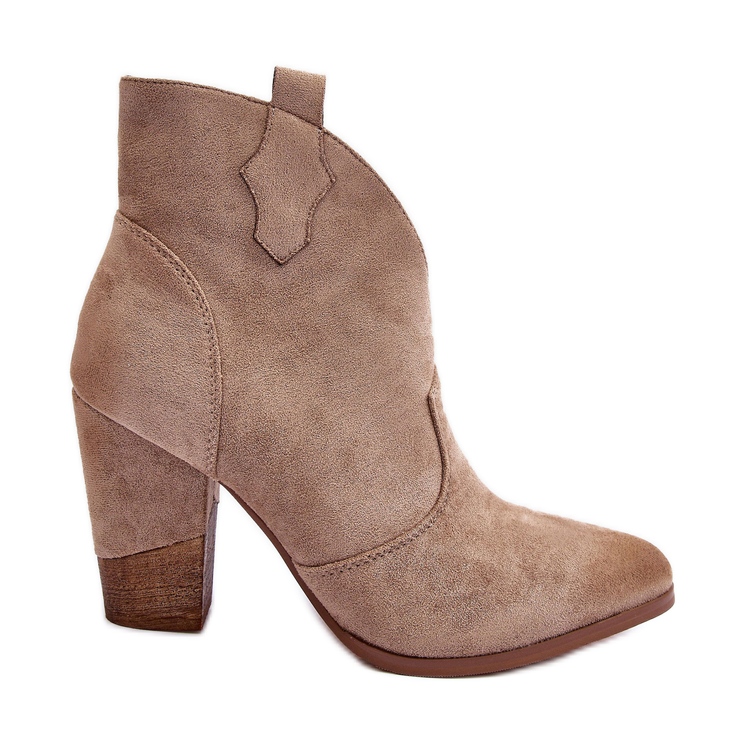 PS1 Bézs Tanner Velúr Cowboy Csizma Magas Sarkú