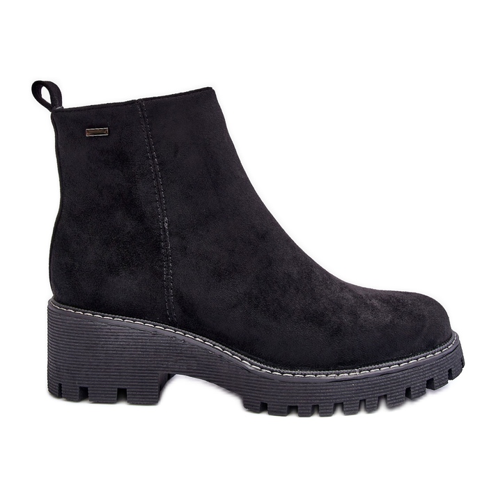 PS1 Velúr lapos sarkú csizma, szigetelt, fekete Neafgi