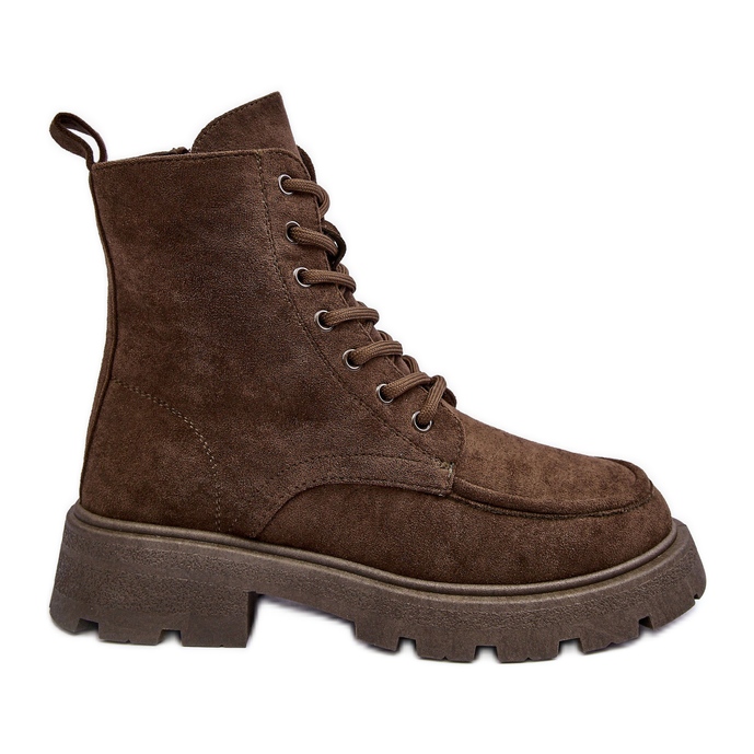 PS1 Velúr szigetelt Trapper bokacsizma lapos sarkon, sötétzöld Zikey