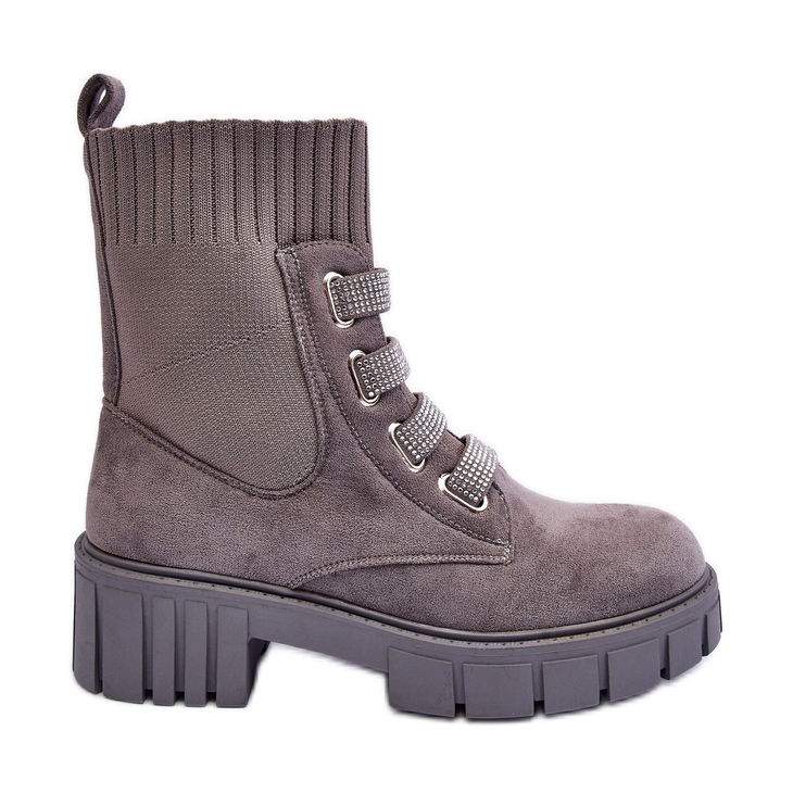 PS1 Velúr bebújós zoknis csizma Grey Hope szürke