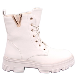 Clend Beige katonai fűzős bokacsizma bézs