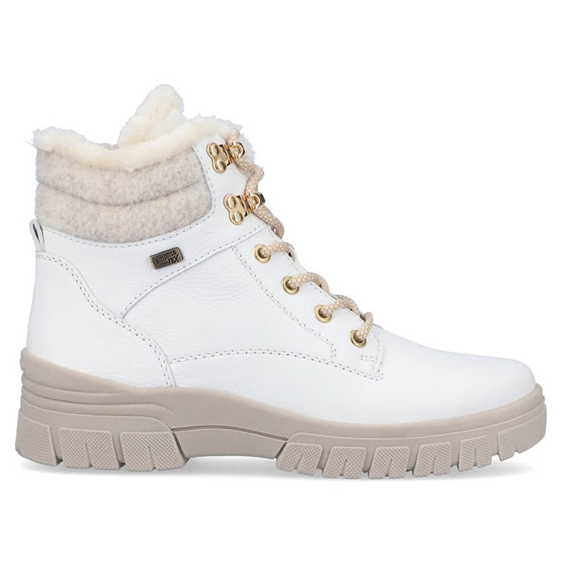 Bőr vízálló női bokacsizma gyapjú szigeteléssel, fehér Remonte D0E71-80