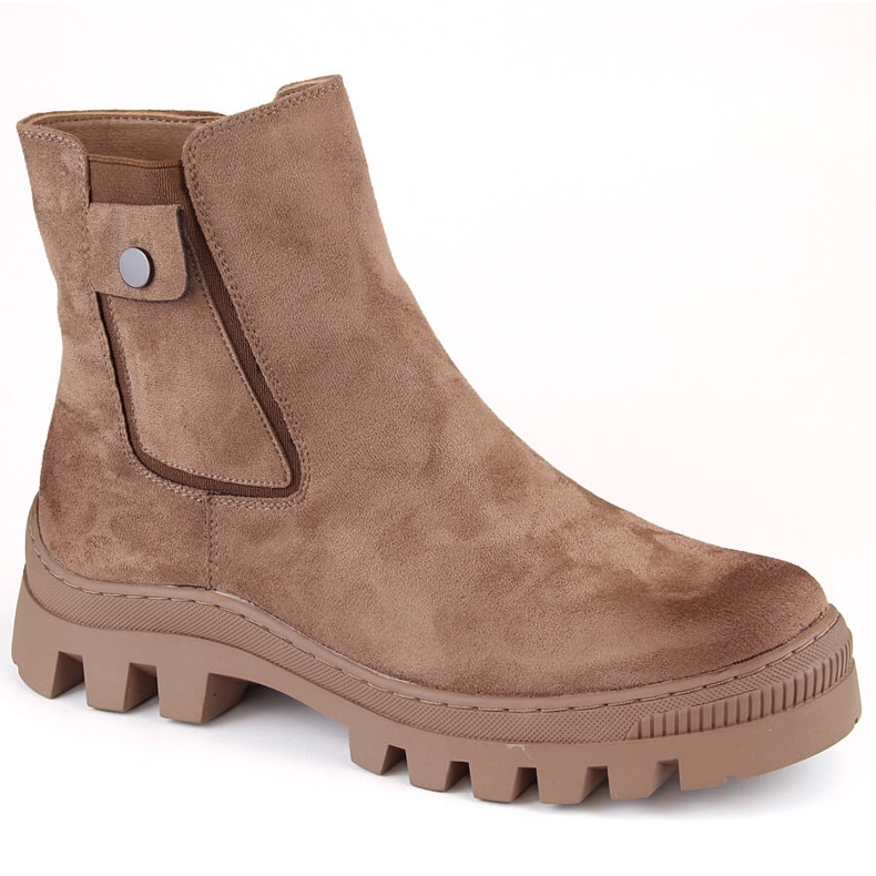 Velúr női csizma zsebbel, hőszigetelt barna Potocki SZ12163