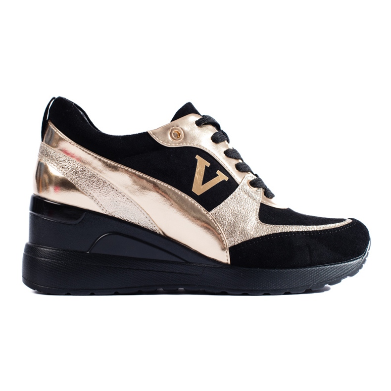 W. Potocki Fekete-arany Potocki fűzős ékszeres tornacipő aranysárga