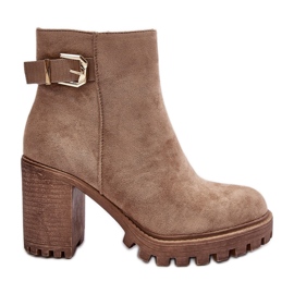 PS1 Velúr női bokacsizma bézs Menoria díszítéssel