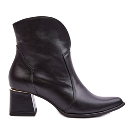 Lewski Shoes Női bőr Cowboy csizma magas sarkú fekete Lewski 3166/B/2