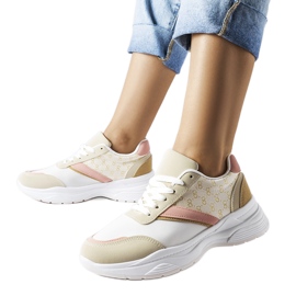 Inna Bézs és fehér színű tornacipő arany duffy kiejtéssel