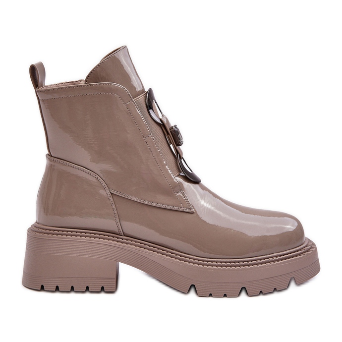 Patent női csizma díszítéssel bézs S.Barski MR870-53