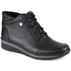 Kényelmes, hőszigetelt női bőrcsizma, fekete Helios 566