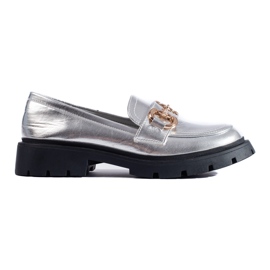 Shelovet ezüst mokaszinok vastag talppal Shelovet ezüst mokaszinok vastag talppal