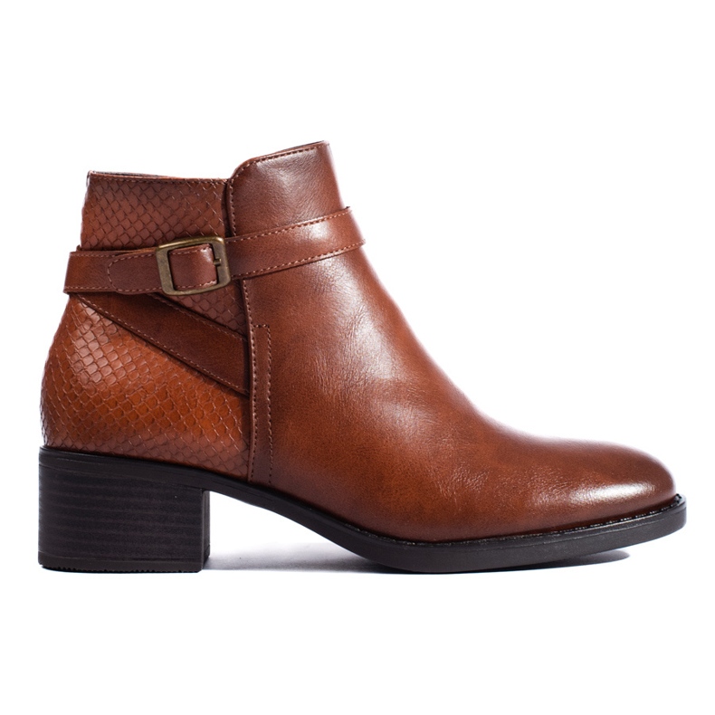 W. Potocki Potocki fekete női magas sarkú bokacsizma barna