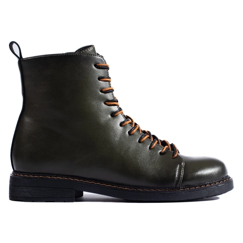 Vinceza sötétzöld női fűzős csizma