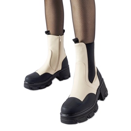 Bézs és fekete masszív felbújós bokacsizma a Mafaldától