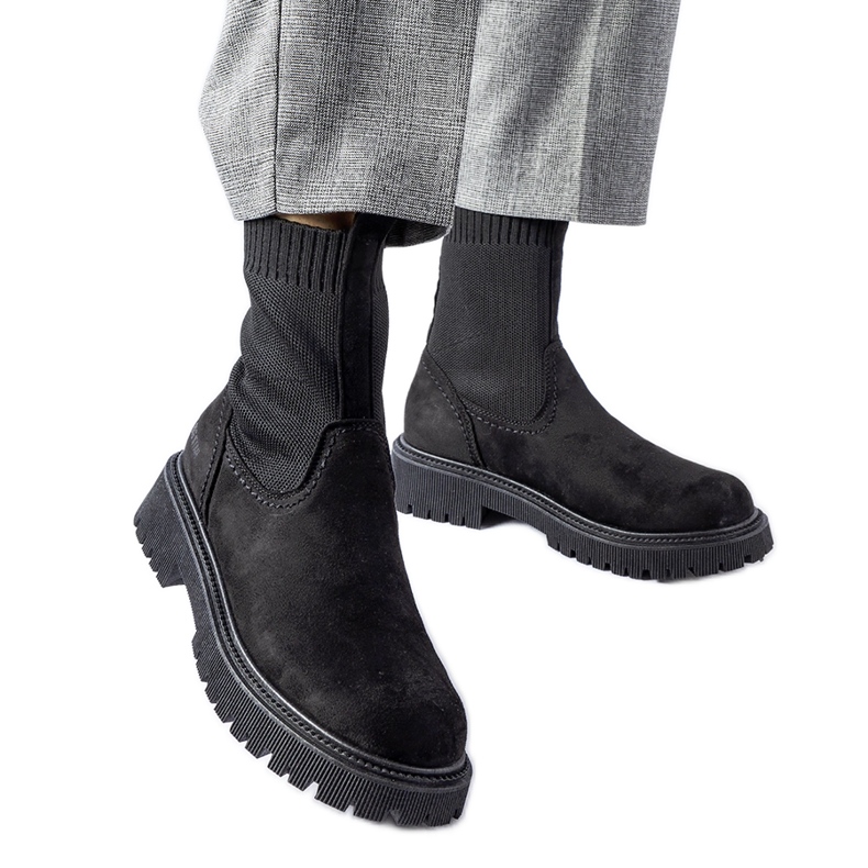 Fekete zoknis csizma Big Star MM274540