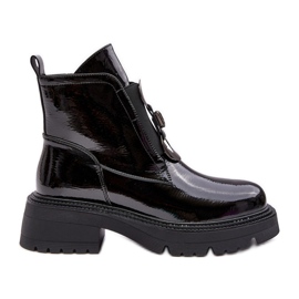 Patent női csizma díszítéssel, fekete S.Barski MR870-53