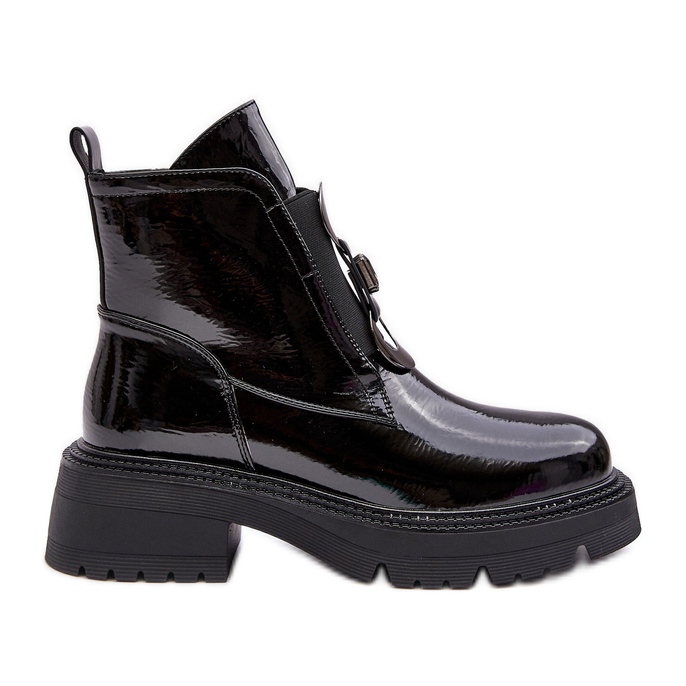 Patent női csizma díszítéssel, fekete S.Barski MR870-53