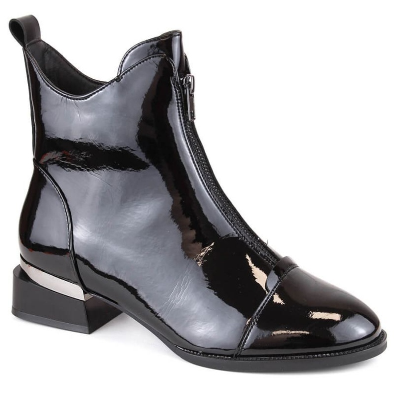 Vinceza W JAN260 fekete lakk szigetelt cipzáros csizma