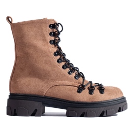 Vinceza Velúr kötött barna munkáscsizma a Vincezától bézs