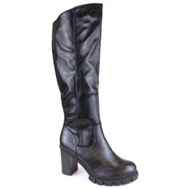 M. DASZYŃSKI Női magas sarkú és platformos csizma, hőszigetelt, fekete, M.Daszyński SA218-4