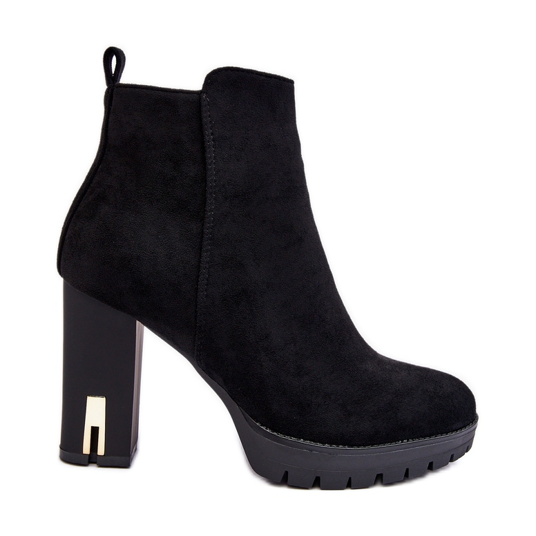 Velúr klasszikus magassarkú bokacsizma fekete Amy