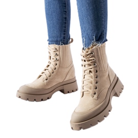 Orson öko-velúrból készült bézs bokacsizma