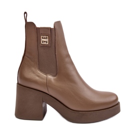 Lemar női bőr magassarkú csizma barna Kodra