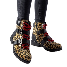 Fekete és bézs leopárdmintás bokacsizma Baltimore