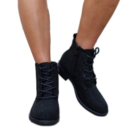 Melisurgo cirkóniákkal díszített fekete bokacsizma Melisurgo cirkóniákkal díszített fekete bokacsizma