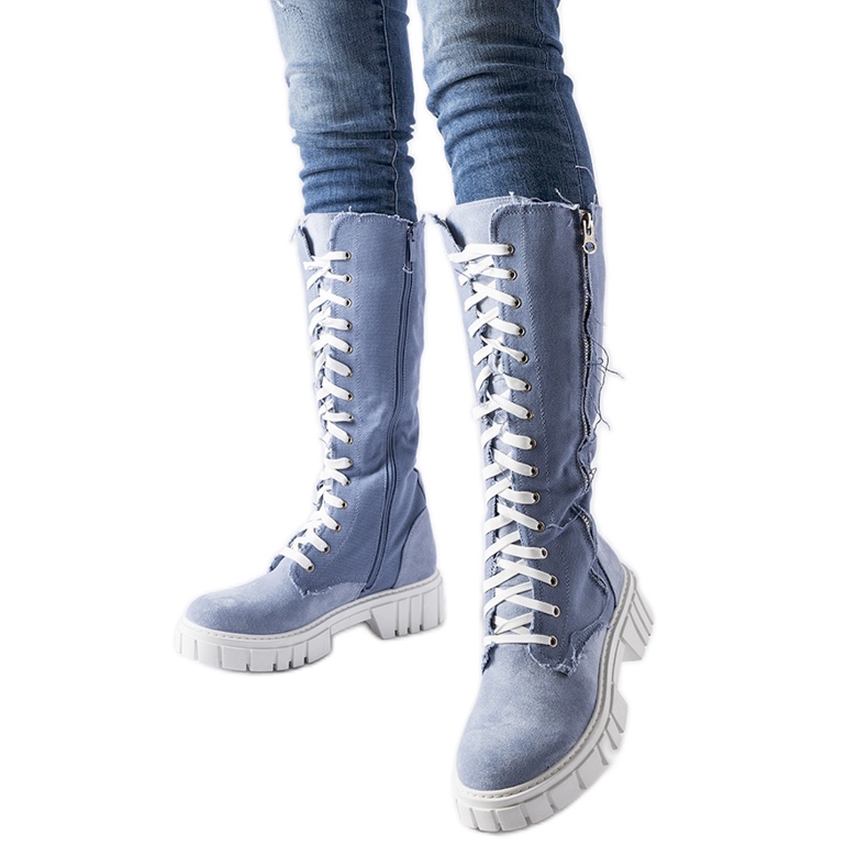 Kék szövet szigetelt Palmer csizma