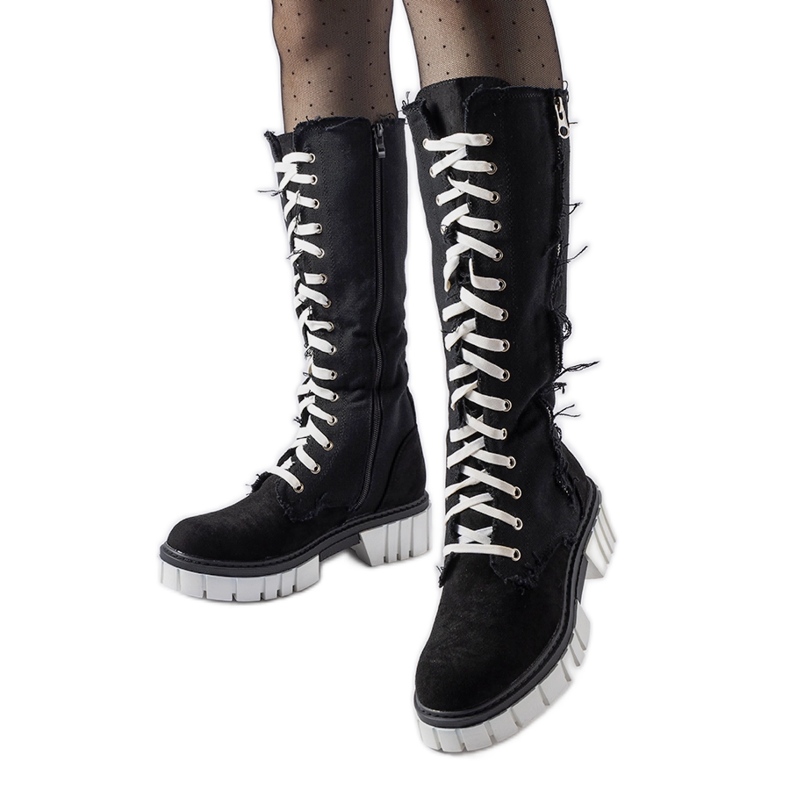 Fekete szövet szigetelt Palmer csizma